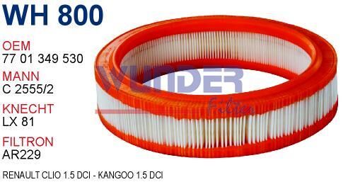 Wunder WH800 Hava Filtresi | Renault 9 | Renault 11 | Renault 19 Hava Filtresi