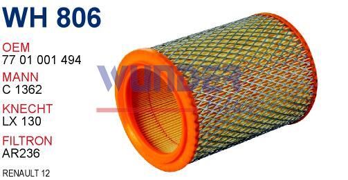 Wunder WH806 | Renault 12 Hava Filtresi | 7701001494